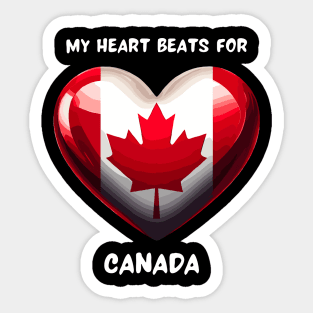 My Heart Beats For Canada Flag Sticker